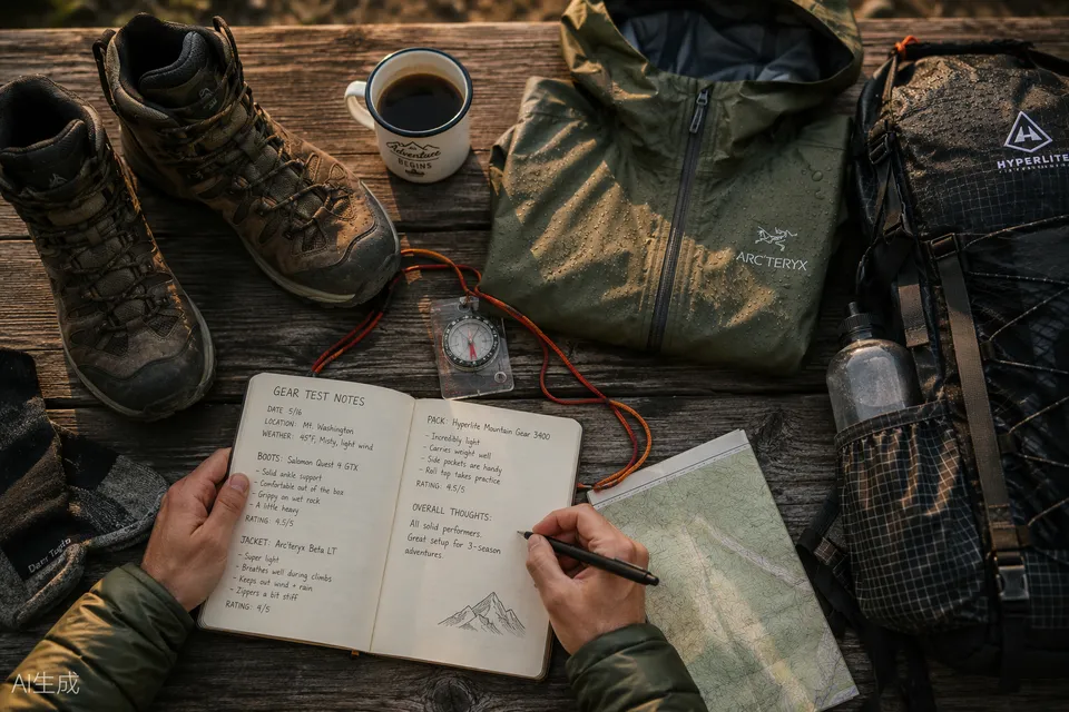 Gear testing at a campsite